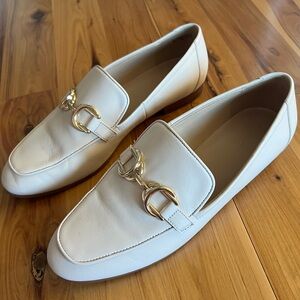Ann Taylor Cream Loafers with Gold Accent